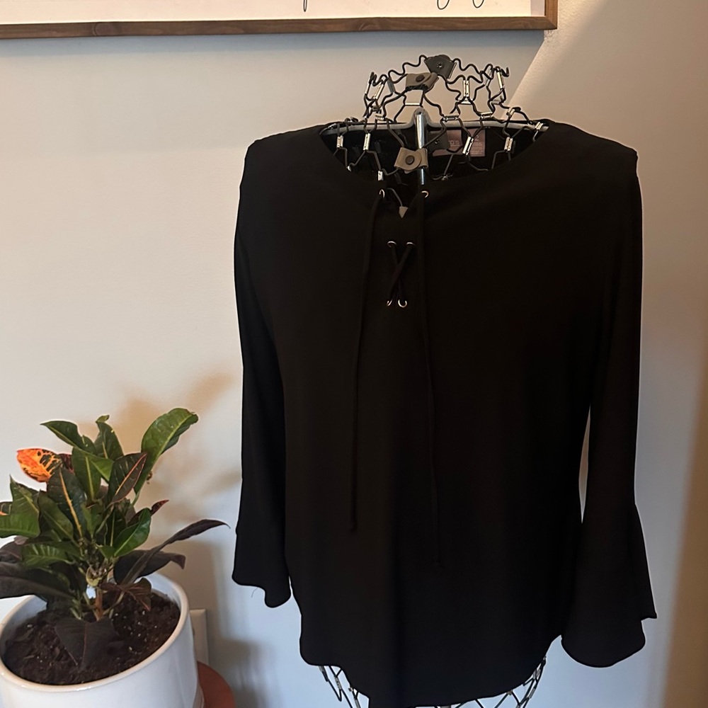 Chico's Black Lace-Up Blouse
